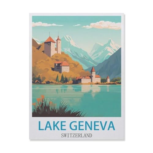 1000 Teile Puzzles, lustig, Genfer See, Schweiz, für Erwachsene, Holzpuzzle, Bild, Erwachsene, nach der Arbeit, Stressabbau, Spielzeug (75 x 50 cm), FD66 von YYHMKBYY
