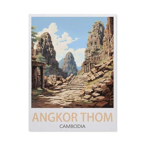 1000 Teile lustige Puzzles, Angkor Thom, Kambodscha, Erwachsene, Holzpuzzle, Bild, Erwachsene, nach der Arbeit, Stressabbau, Spielzeug (75 x 50 cm) -DW65 von YYHMKBYY