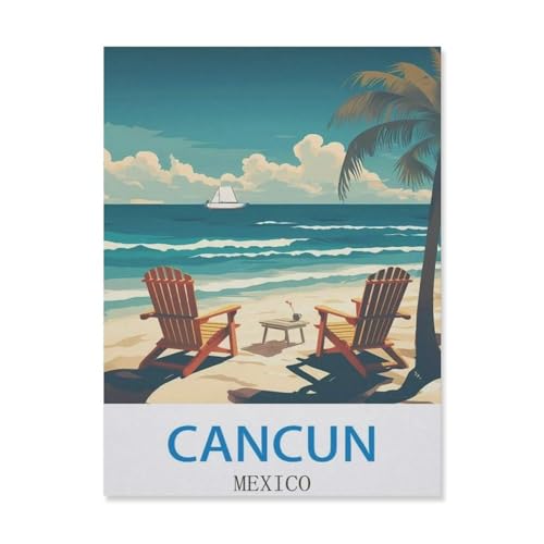 1000 Teile lustige Puzzles, Cancun, Mexiko, Erwachsene, Holzpuzzle, Bild, Erwachsene, nach der Arbeit, Stressabbau, Spielzeug (75 x 50 cm) -EJ85 von YYHMKBYY
