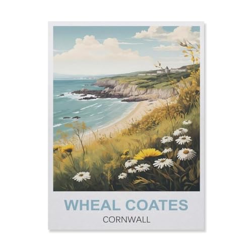 1000 Teile lustige Puzzles, Strand von Wheal Coates Cornwall, Erwachsene, Papierpuzzle, Erwachsene, nach der Arbeit, lindert Stress Spielzeug (50 x 70 cm) -EQ55 von YYHMKBYY