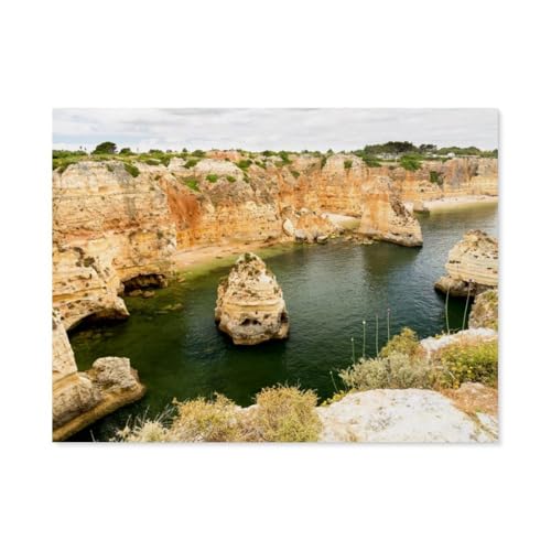 1000-teiliges Puzzle，Praia do Marinha - Portugal Algarve，Holz Puzzle, für Erwachsene und Kinder, Kunstwerk-Geschenk（75x50cm）-BA51 von YYHMKBYY