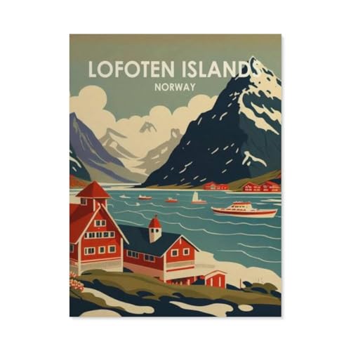 1000Pcs，Lofoten Inseln Norwegen Vintage Reiseposter Berge，Erwachsenen Dekompression Spiel Puzzle Studenten Spielzeug Für Kinder Weihnachten Geburtstagsgeschenke（75x50cm）-AT4 von YYHMKBYY