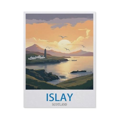3D Puzzle DIY Kit Holz Spielzeug Einzigartiges Geschenk，Islay, Schottland – Vintage Reiseplakate， 3D Puzzle DIY Kit Holz Spielzeug Einzigartiges Geschenk（75x50cm）-DE32 von YYHMKBYY
