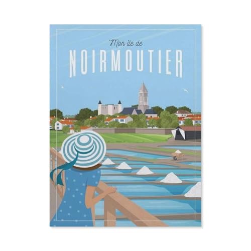 3D Puzzle DIY Kit Holz Spielzeug Einzigartiges Geschenk，Noirmoutier Frankreich Mädchen Vintage Reiseposter， 3D Puzzle DIY Kit Holz Spielzeug Einzigartiges Geschenk（75x50cm）-BN77 von YYHMKBYY