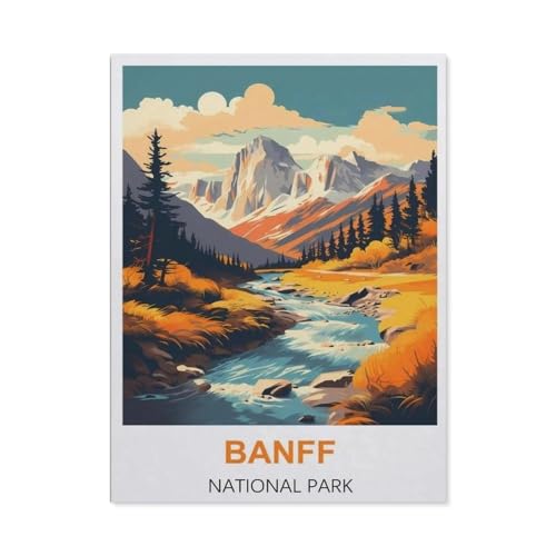 3D Puzzle DIY Kit Papier Spielzeug Einzigartiges Geschenk，Banff-Nationalpark Vintage Reiseplakat，3D Puzzle DIY Kit Papier Spielzeug Einzigartiges Geschenk（38x26cm）-CA24 von YYHMKBYY