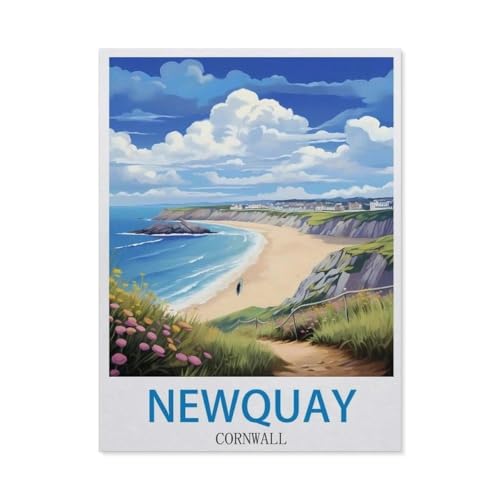 3D Puzzle DIY Kit Papier Spielzeug Einzigartiges Geschenk，Newquay, Cornwall – Vintage Reiseplakate (Surfen)， 3D Puzzle DIY Kit Papier Spielzeug Einzigartiges Geschenk（38x26cm）-DC13 von YYHMKBYY