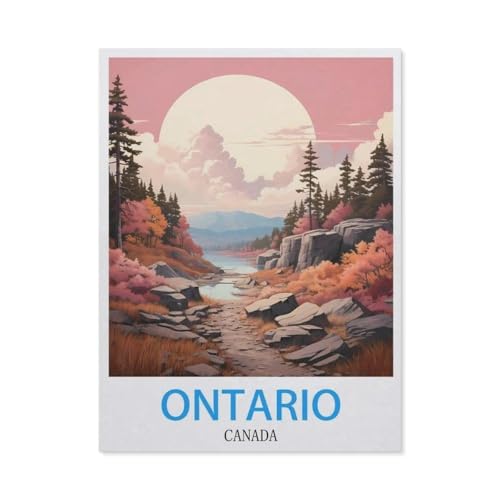 3D Puzzle DIY Kit Papier Spielzeug Einzigartiges Geschenk，Ontario Kanada Vintage Reiseplakat，3D Puzzle DIY Kit Papier Spielzeug Einzigartiges Geschenk（38x26cm）-BX32 von YYHMKBYY