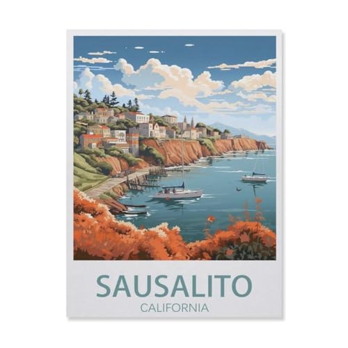 3D Puzzle DIY Kit Papier Spielzeug Einzigartiges Geschenk，Sausalito, Kalifornien – Vintage Reiseplakat Landschaft， 3D Puzzle DIY Kit Papier Spielzeug Einzigartiges Geschenk（38x26cm）-DN11 von YYHMKBYY