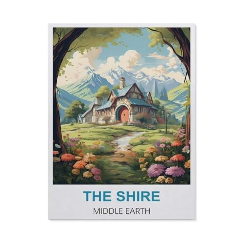 3D Puzzle DIY Kit Papier Spielzeug Einzigartiges Geschenk，Shire Mittelerde Vintage Reiseplakat，3D Puzzle DIY Kit Papier Spielzeug Einzigartiges Geschenk（50x70cm）-BY5 von YYHMKBYY