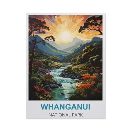 3D Puzzle DIY Kit Papier Spielzeug Einzigartiges Geschenk，Whanganui-Nationalpark Vintage-Reiseplakate，3D Puzzle DIY Kit Papier Spielzeug Einzigartiges Geschenk（38x26cm）-BV13 von YYHMKBYY
