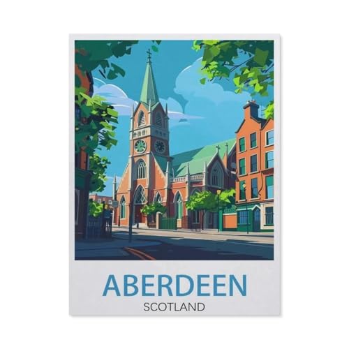 Aberdeen Schottland Vintage-Reiseposter，Klassisches Puzzle 3D Puzzle DIY Kit Holz Spielzeug Einzigartiges Geschenk（75x50cm）-AX65 von YYHMKBYY