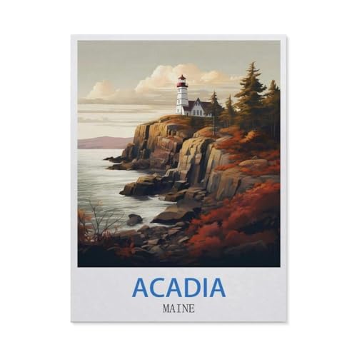 Acadia National Park, Maine – Vintage Reiseplakate，Papier Landscape Puzzle, Jigsaw Puzzles 1000 Pieces, for Adult Kids Decompression Puzzle Nice Gifts（38x26cm）-CY1 von YYHMKBYY