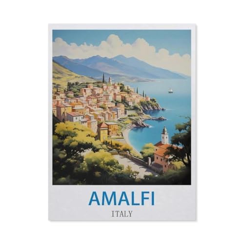 Amalfi, Italien – Vintage Reiseplakate，Puzzle 1000 Teile Holz Puzzle Erwachsene Kinder Lernspielzeug Familie Dekompressionsspiel（75x50cm）-CV1 von YYHMKBYY
