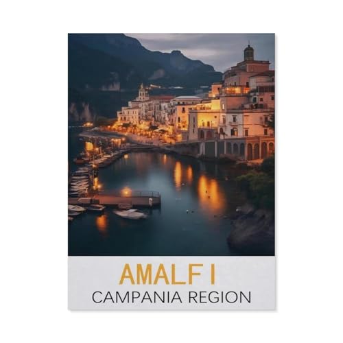 Amalfi Kampanien Vintage-Reiseplakate，Puzzle 1000 Teile Holz Puzzle Geeignet Für Erwachsene Kinder Familien Stressabbau Puzzlespiele（75x50cm）-CP20 von YYHMKBYY