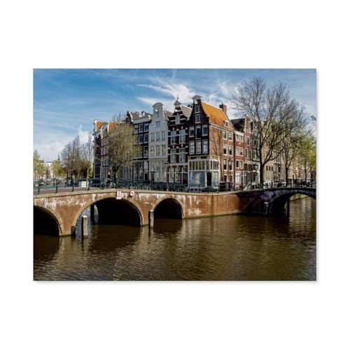 Amsterdam - Herrenhäuser an der Keizersgracht，Puzzles 1000 Teile für Erwachsene, Klassische Puzzle Jungen Mädchen Puzzle für Kinder Teenager Lernspiel Spielzeug（38x26cm）-AO91 von YYHMKBYY