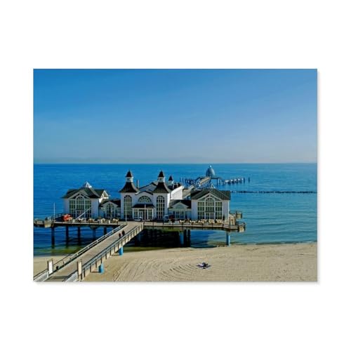 Anleger Badeort Sellin，1000 Teile Puzzles, Holz Craft, Hochwertiges Modernes Puzzle, DIY, Für Erwachsene Und Kinder Ab 12 Jahren（75x50cm）-AV63 von YYHMKBYY