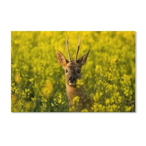 Antilope im Chrysanthemengarten，Holz Puzzle 1000 Stück Adult Toys Dekompressionsspiel(75x50cm-G11 von YYHMKBYY