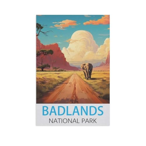 Badlands Nationalpark，Puzzle 1000 Teile Holz Puzzle Erwachsene Kinder Lernspielzeug Familie Dekompressionsspiel（75x50cm）-FR84 von YYHMKBYY