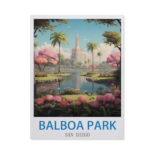 Balboa Park, San Diego – Vintage Reiseplakate，Puzzle 1000 Teile Papier Puzzle Erwachsene Kinder Lernspielzeug Familie Dekompressionsspiel（38x26cm）-CS9 von YYHMKBYY
