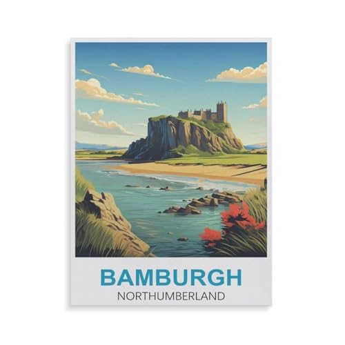Bamburgh Northumberland，1000 Teile, Puzzle Aus Holz Für Erwachsene Und Kinder Ab 12 Jahren, Lernspielzeug（75x50cm）-GR39 von YYHMKBYY