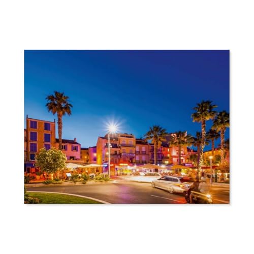 Bandol bei Nacht，1000 Teile Puzzles, Holz Craft, Hochwertiges Modernes Puzzle, DIY, Für Erwachsene Und Kinder Ab 12 Jahren（75x50cm）-AU58 von YYHMKBYY