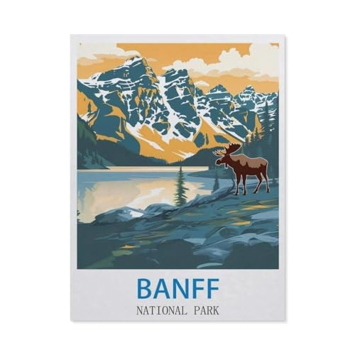 Banff National Park – Vintage Reiseplakate，Papier Puzzle 1000 Teile Spielzeug Für Erwachsene Dekompressionsspiel（50x70cm）-CX98 von YYHMKBYY
