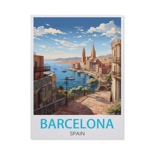 Barcelona Spanien Vintage-Reiseposter，Puzzles 1000 Teile für Erwachsene, Klassische Puzzle Kinder Puzzle Herausfordernde Und Schwierige Rätsel für Erwachsene Und Jugendliche（38x26cm）-BD68 von YYHMKBYY