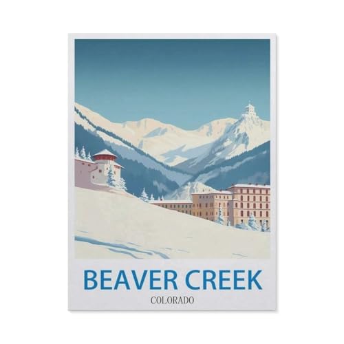 Beaver Creek, Colorado – Vintage Reiseplakate，Puzzle 1000 Teile Papier Puzzle Geeignet Für Erwachsene Kinder Familien Stressabbau Puzzlespiele（38x26cm）-DF32 von YYHMKBYY