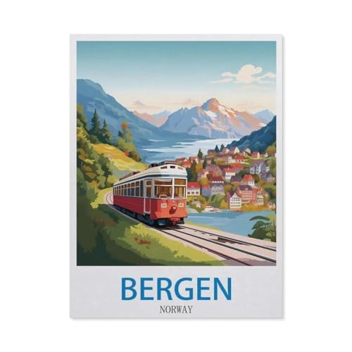 Bergen, Norwegen，Puzzles 1000 Stück Puzzles Für Erwachsene Kinder Klassisches Familienpuzzle Indoor DIY Spielzeug Geburtstagsgeschenk（38x26cm）-DZ17 von YYHMKBYY