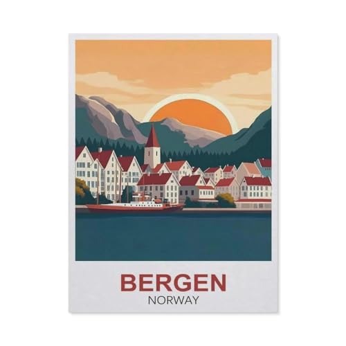Bergen Norwegen，Puzzles 1000 Teile für Erwachsene, Klassische Puzzle Jungen Mädchen Puzzle für Kinder Teenager Lernspiel Spielzeug（38x26cm）-FA19 von YYHMKBYY