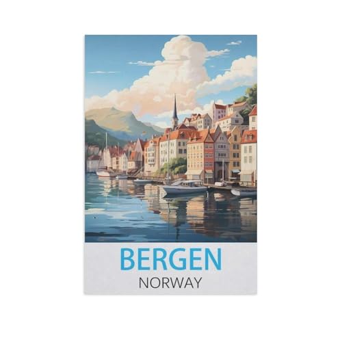 Bergen Norwegen，Puzzles 1000 Teile für Erwachsene, Klassische Puzzle Teenager Puzzle Perfektes Pädagogisches Geschenk für Jungen Und Mädchen（38x26cm）-FR83 von YYHMKBYY