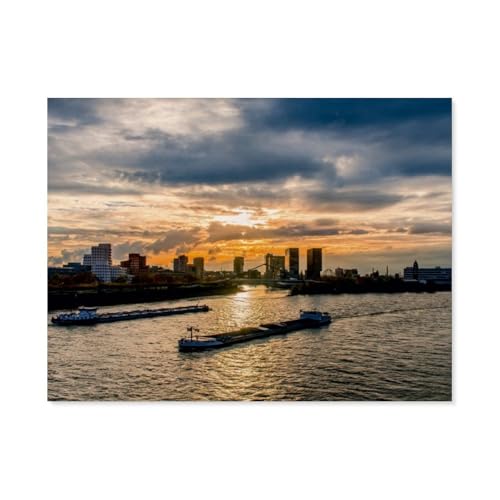 Blick von der Rheinkniebrücke auf den Medienhafen，Klassisches Puzzle 3D Puzzle DIY Kit Papier Spielzeug Einzigartiges Geschenk（38x26cm）-AQ90 von YYHMKBYY