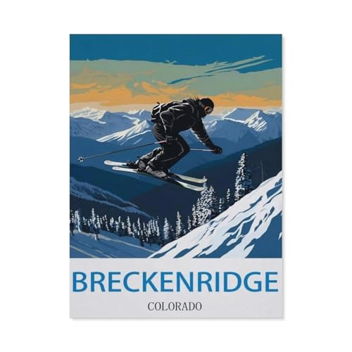 Breckenridge, Colorado – Vintage Reiseplakate (Skiing)，Puzzle 1000 Teile Erwachsene Kinde Spaß Lernspielzeug Geschenke（75x50cm）-CW60 von YYHMKBYY