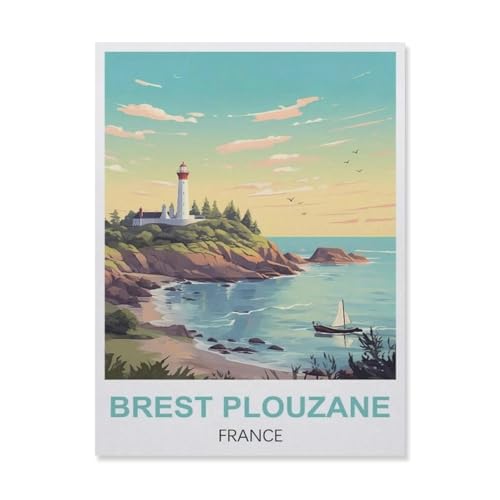 Brest Plouzane Frankreich，1000 Stück Erwachsene Holz Landschaft Puzzles Für Kinder Lernspielzeug Geschenke（75x50cm）-EQ16 von YYHMKBYY