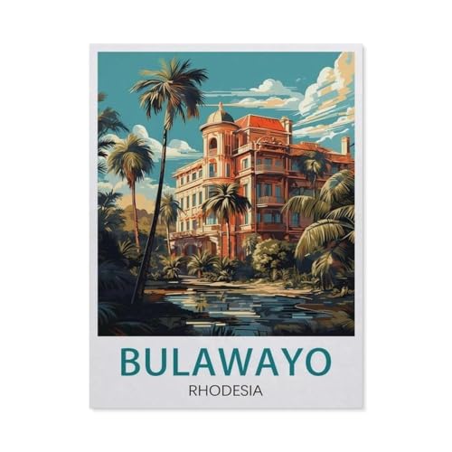 Bulawayo Rhodesien Vintage-Reiseposter，Holz Puzzle 1000 Teile Spielzeug Für Erwachsene Dekompressionsspiel（75x50cm）-BE51 von YYHMKBYY