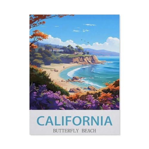 Butterfly Beach, Kalifornien, Puzzles für Erwachsene, 1000 Teile, Puzzles für Erwachsene, Kinder, Papierpuzzle, Jugendliche, Lernspiele, Anti-Stress, Spielzeug, Geschenk (50 x 70 cm) -EE90 von YYHMKBYY
