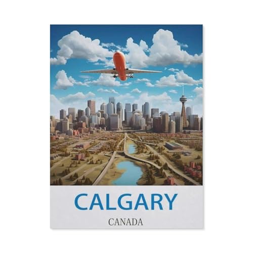 Calgary, Kanada，Puzzle 1000 Teile Holz Puzzle Geeignet Für Erwachsene Kinder Familien Stressabbau Puzzlespiele（75x50cm）-EK13 von YYHMKBYY