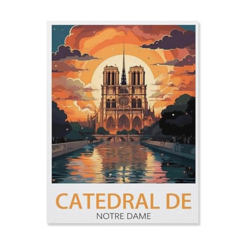 Catedral De Notre Dame，1000 Teile Puzzle Erwachsene Dekompressionsspielzeug Erwachsene Ideales Pädagogisches Puzzle Erwachsene Spiele Geschenk（38x26cm）-S99 von YYHMKBYY