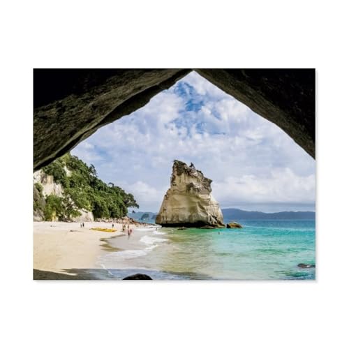 Cathedral Cove - Traumbucht auf der Coromandel Peninsula，1000 Stück Erwachsene Holz Landschaft Puzzles Für Kinder Lernspielzeug Geschenke（75x50cm）-AT42 von YYHMKBYY