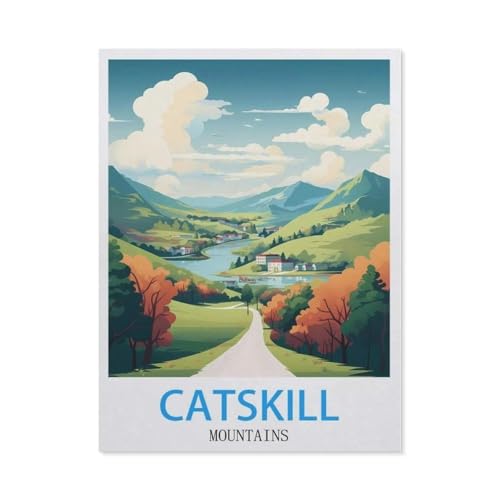 Catskill-Berge Vintage Reiseplakate，1000 Piece Puzzles Für Kid Adult Toy Geschenk DIY Game（75x50cm）-CD54 von YYHMKBYY