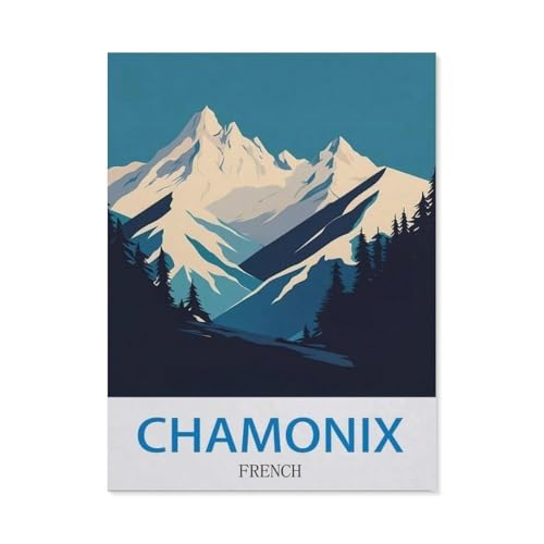 Chamonix, Frankreich – Vintage Reiseplakate，Puzzle 1000 Teile Erwachsene Kinde Spaß Lernspielzeug Geschenke（38x26cm）-CU38 von YYHMKBYY