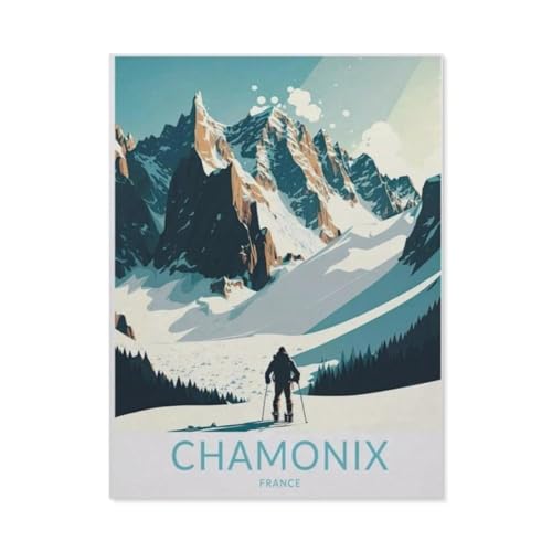 Chamonix Frankreich Vintage Reiseposter Berge，Puzzles 1000 Teile für Erwachsene, Klassische Puzzle Jungen Mädchen Puzzle für Kinder Teenager Lernspiel Spielzeug（38x26cm）-AG93 von YYHMKBYY