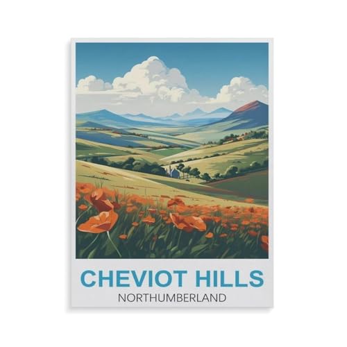 Cheviot Hills Northumberland，1000 Teile, Puzzle Aus Holz Für Erwachsene Und Kinder Ab 12 Jahren, Lernspielzeug（75x50cm）-GT91 von YYHMKBYY