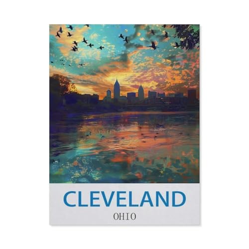 Cleveland, Ohio，Puzzle 1000 Teile Holz Puzzle Geeignet Für Erwachsene Kinder Familien Stressabbau Puzzlespiele（75x50cm）-CI60 von YYHMKBYY