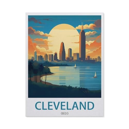 Cleveland Ohio EK72 Holzpuzzle, 1000 Teile, geeignet für Erwachsene, Kinder, Familien, Stressabbau, Puzzle-Spiele (75 x 50 cm) von YYHMKBYY
