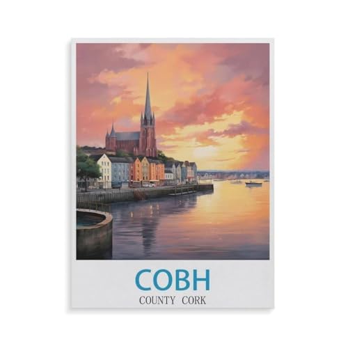 Cobh County Reiseposter aus Kork，1000 Teile, Puzzle Aus Holz Für Erwachsene Und Kinder Ab 12 Jahren, Lernspielzeug（75x50cm）-GW22 von YYHMKBYY