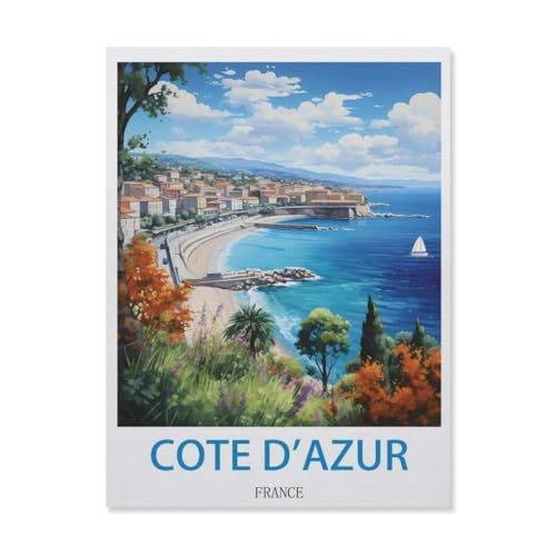Cote D'azur Frankreich, Puzzle, 1000 Teile, Teenager, Kinder, Unterhaltungsspielzeug, Gehirn-Herausforderung, Puzzle (50 x 70 cm), EJ89 von YYHMKBYY