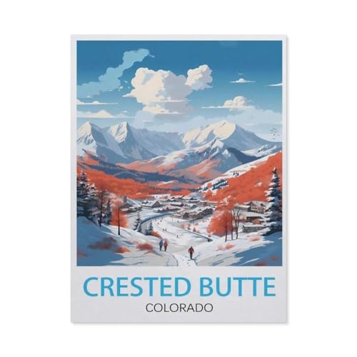 Crested Butte Colorado Vintage-Reiseposter，Puzzle 1000 Teile Papier Puzzle Geeignet Für Erwachsene Kinder Familien Stressabbau Puzzlespiele（38x26cm）-AM16 von YYHMKBYY