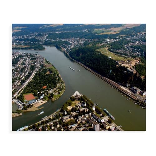 Das deutsche Eck bei Koblenz，1000 Teile Puzzles, Holz Craft, Hochwertiges Modernes Puzzle, DIY, Für Erwachsene Und Kinder Ab 12 Jahren（75x50cm）-AX94 von YYHMKBYY