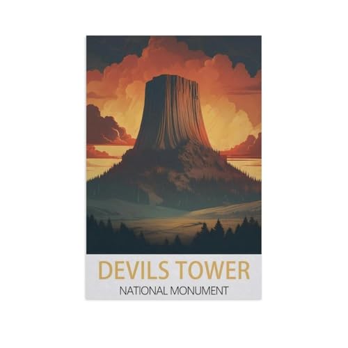 Devils Tower National Monument，1000 Teile Puzzle Erwachsene Dekompressionsspielzeug Erwachsene Ideales Pädagogisches Puzzle Erwachsene Spiele Geschenk（75x50cm）-FU9 von YYHMKBYY
